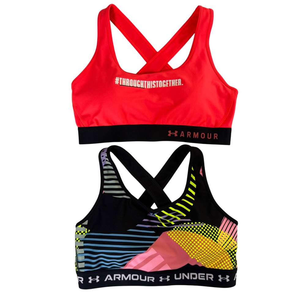 Under Armour Womens Sports Bra Set 2 Neon Multi 1361042 1307200 Large